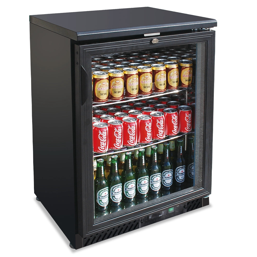 Medal bar cooler - 129l, 1 glass door, black, led lighting, eco-friendly, 5-year warranty