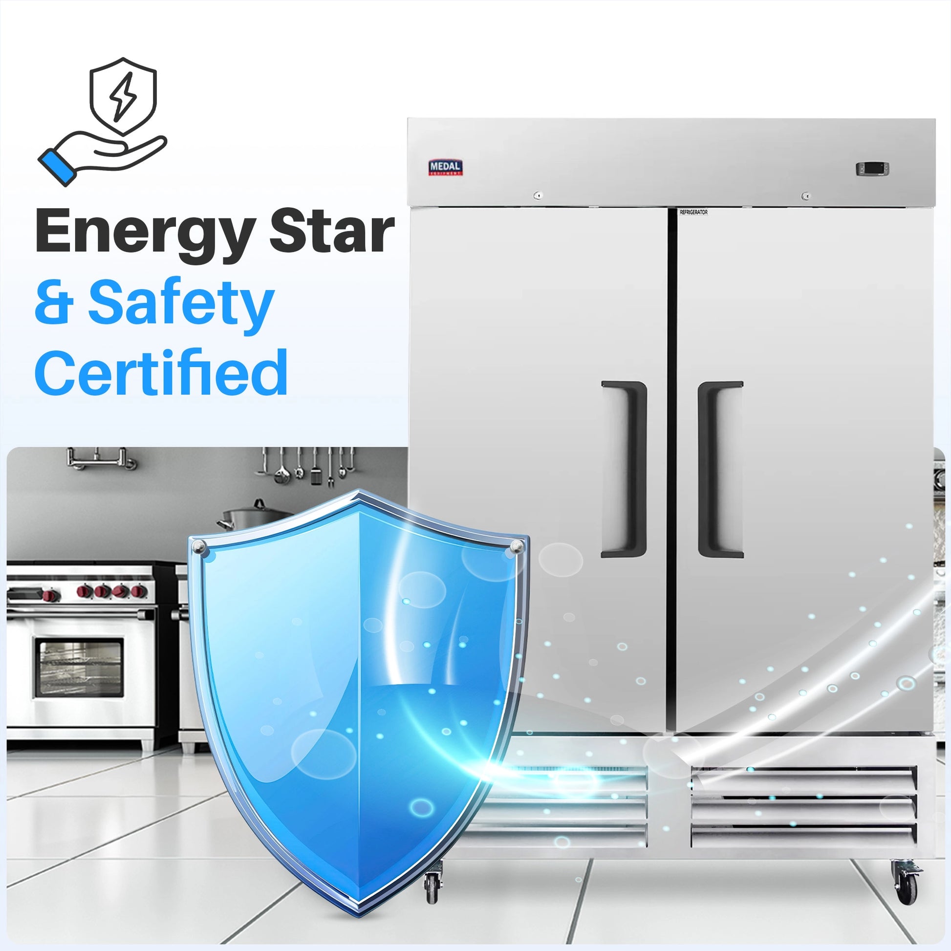 Medal Equipment 54" Reach-In Refrigerator, 2 Doors, 49 cu.ft., Stainless Steel, 3 Year Warranty