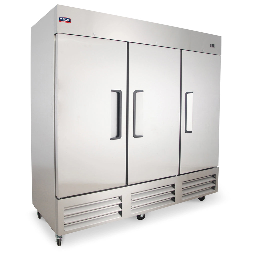 Medal Equipment 81" Reach-In Refrigerator, 3 Doors, 72 cu.ft., Stainless Steel, 3 Year Warranty