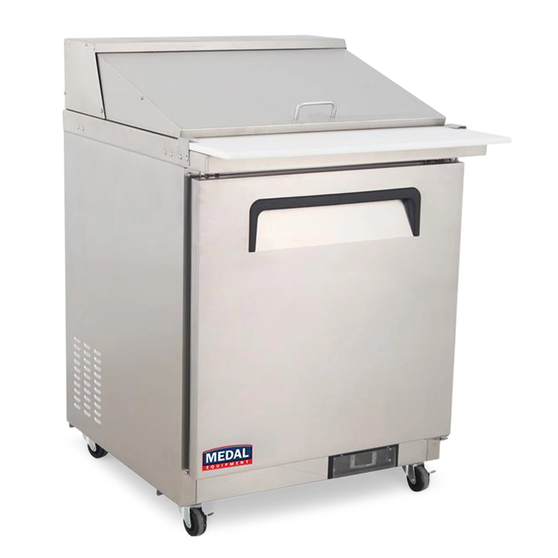 Medal Equipment 29" Mega Top Sandwich / Salad Prep Table, 1 Door, 12 Pans, Stainless Steel, 3 Year Warranty