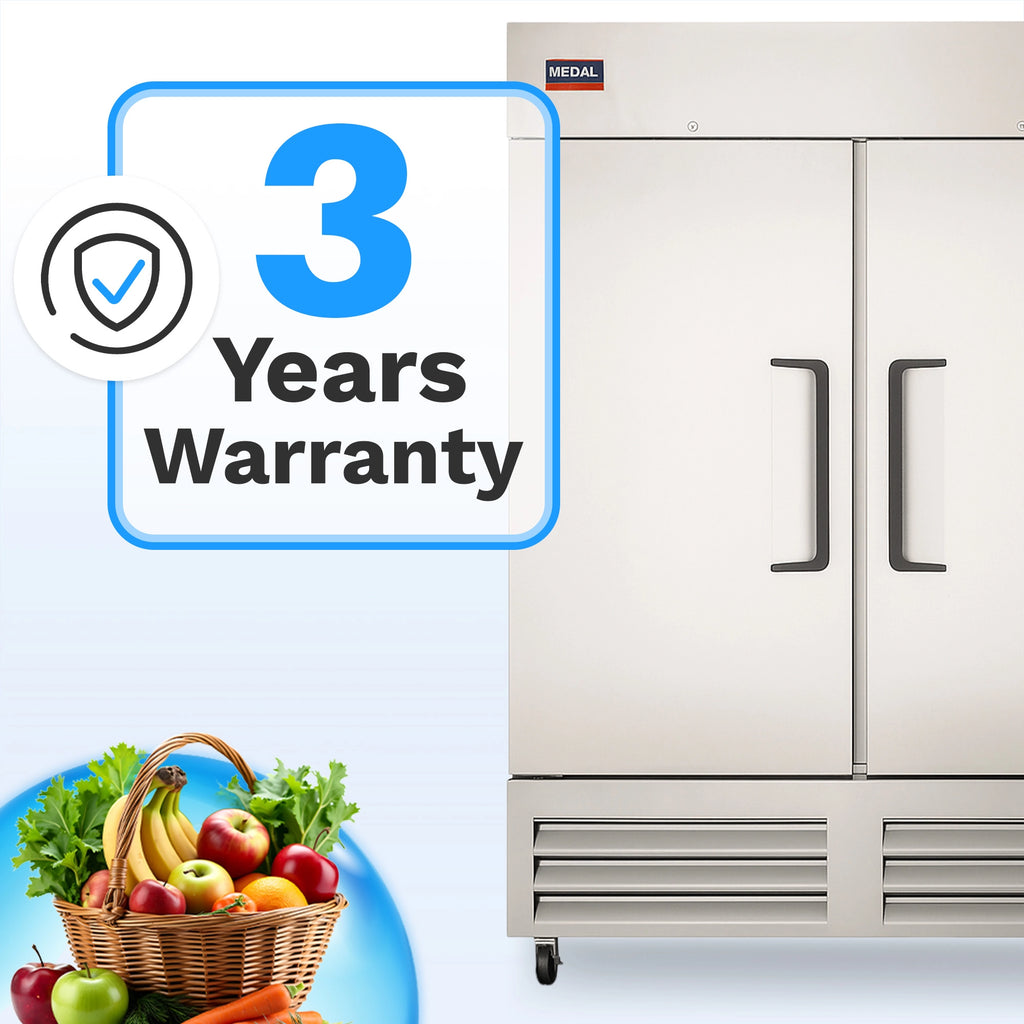 Medal Equipment 81" Reach-In Refrigerator, 3 Doors, 72 cu.ft., Stainless Steel, 3 Year Warranty
