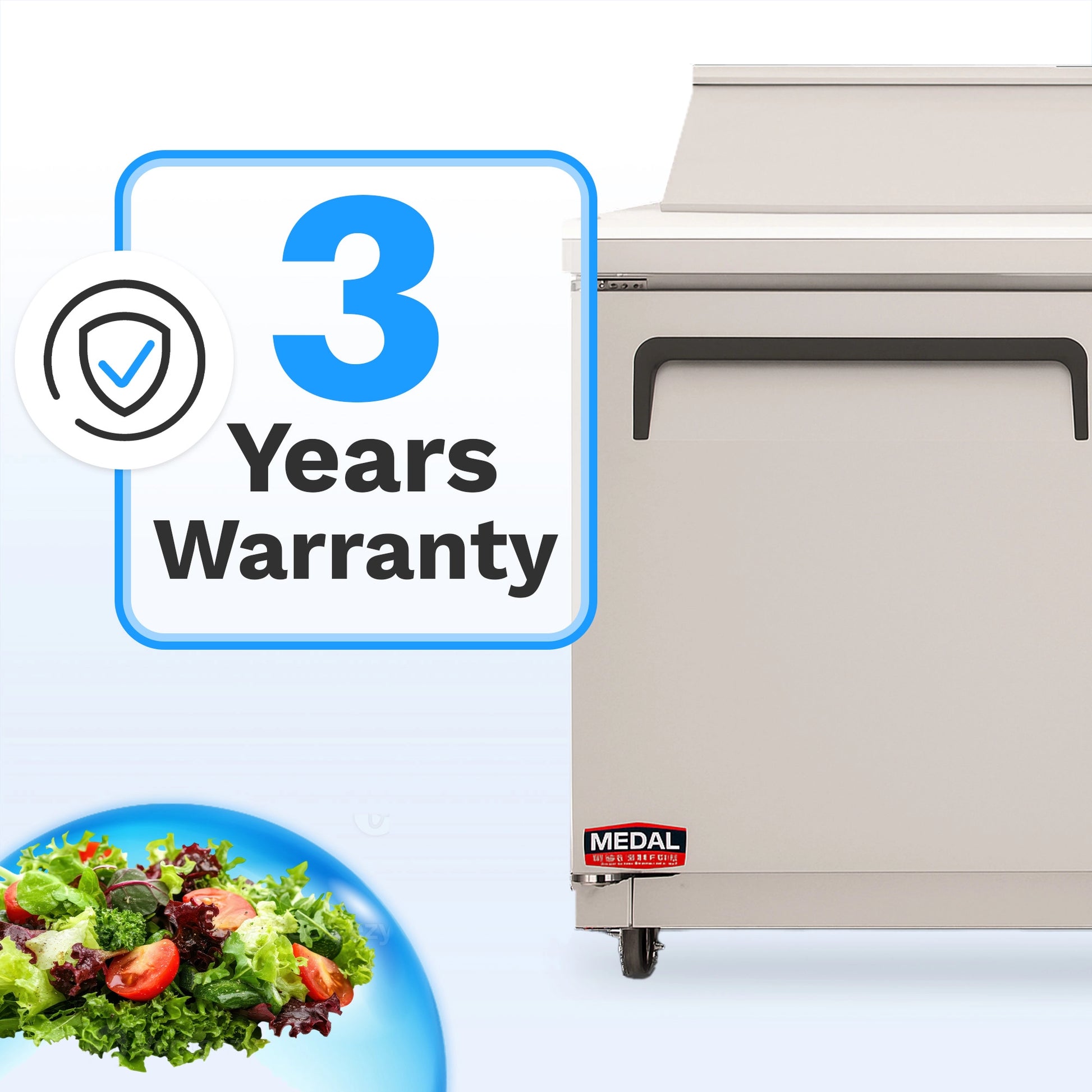 Medal Equipment 48" Sandwich / Salad Prep Table, 2 Doors, 12 Pans, Stainless Steel, 3 Year Warranty