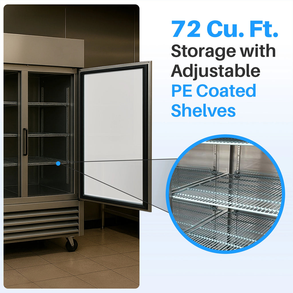 Medal Equipment 81" Reach-In Refrigerator, 3 Doors, 72 cu.ft., Stainless Steel, 3 Year Warranty