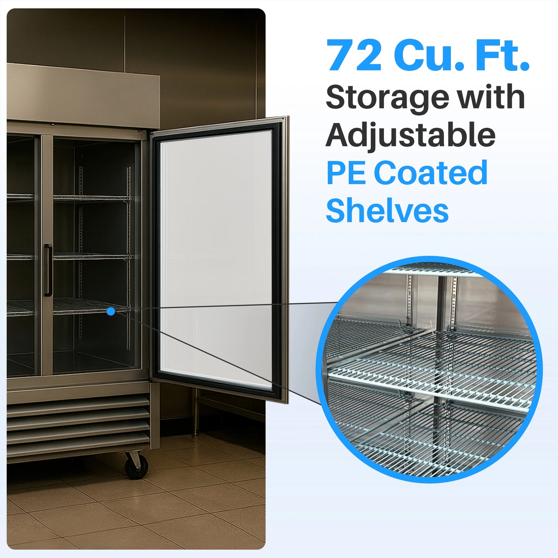 Medal Equipment 81" Reach-In Refrigerator, 3 Doors, 72 cu.ft., Stainless Steel, 3 Year Warranty