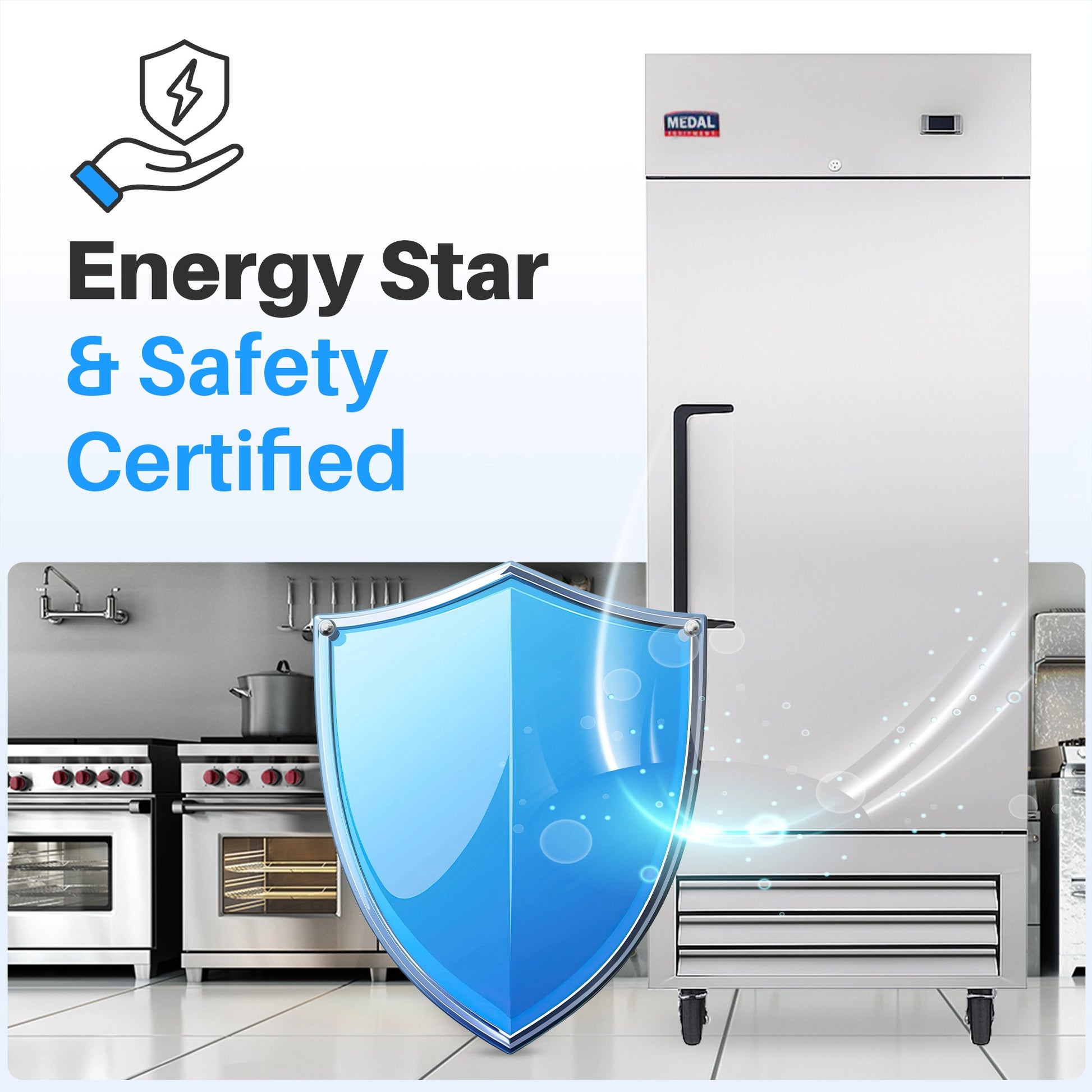 Medal Equipment 27" Reach-In Freezer, 1 Door, 23 cu.ft., Stainless Steel, 3 Year Warranty