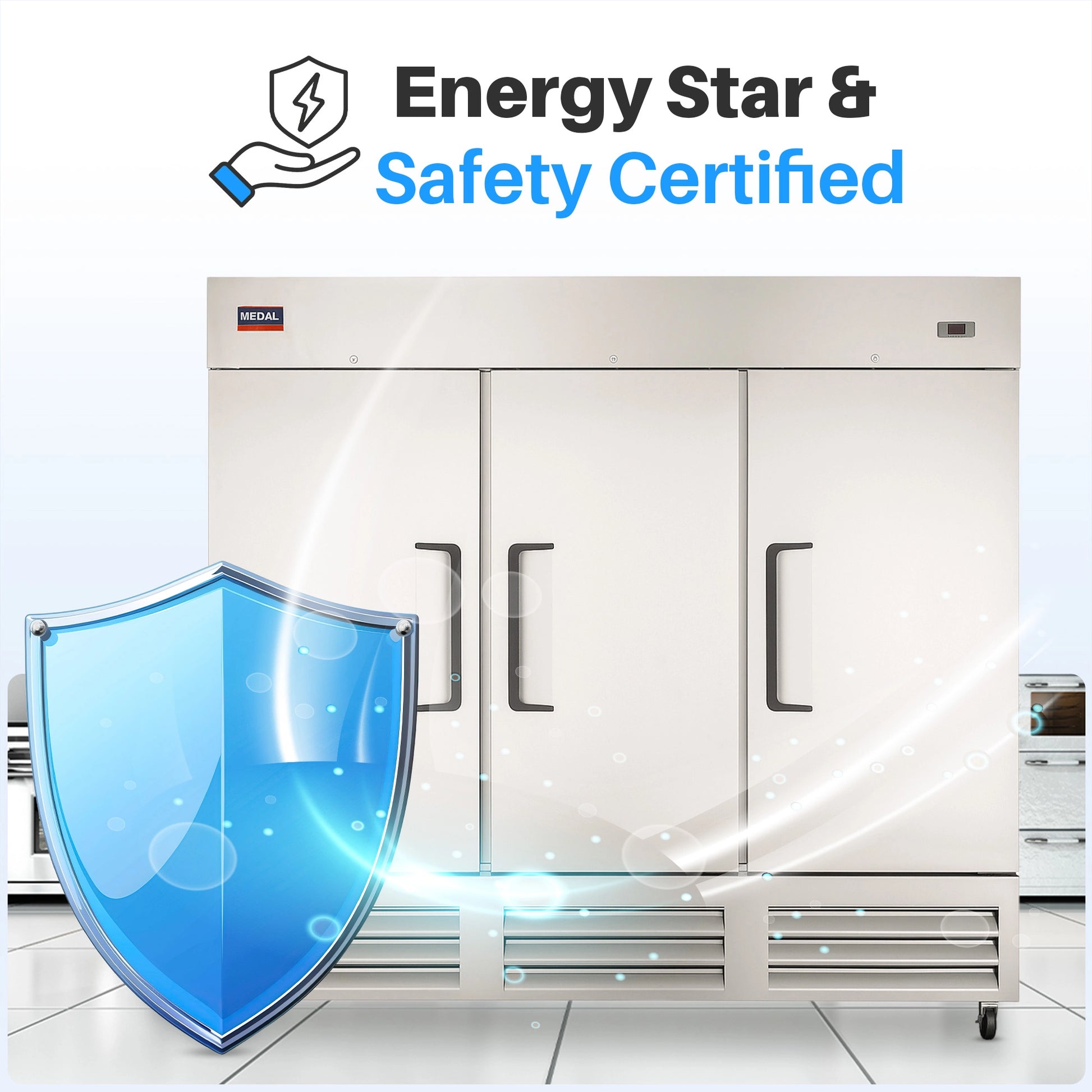 Medal Equipment 81" Reach-In Refrigerator, 3 Doors, 72 cu.ft., Stainless Steel, 3 Year Warranty