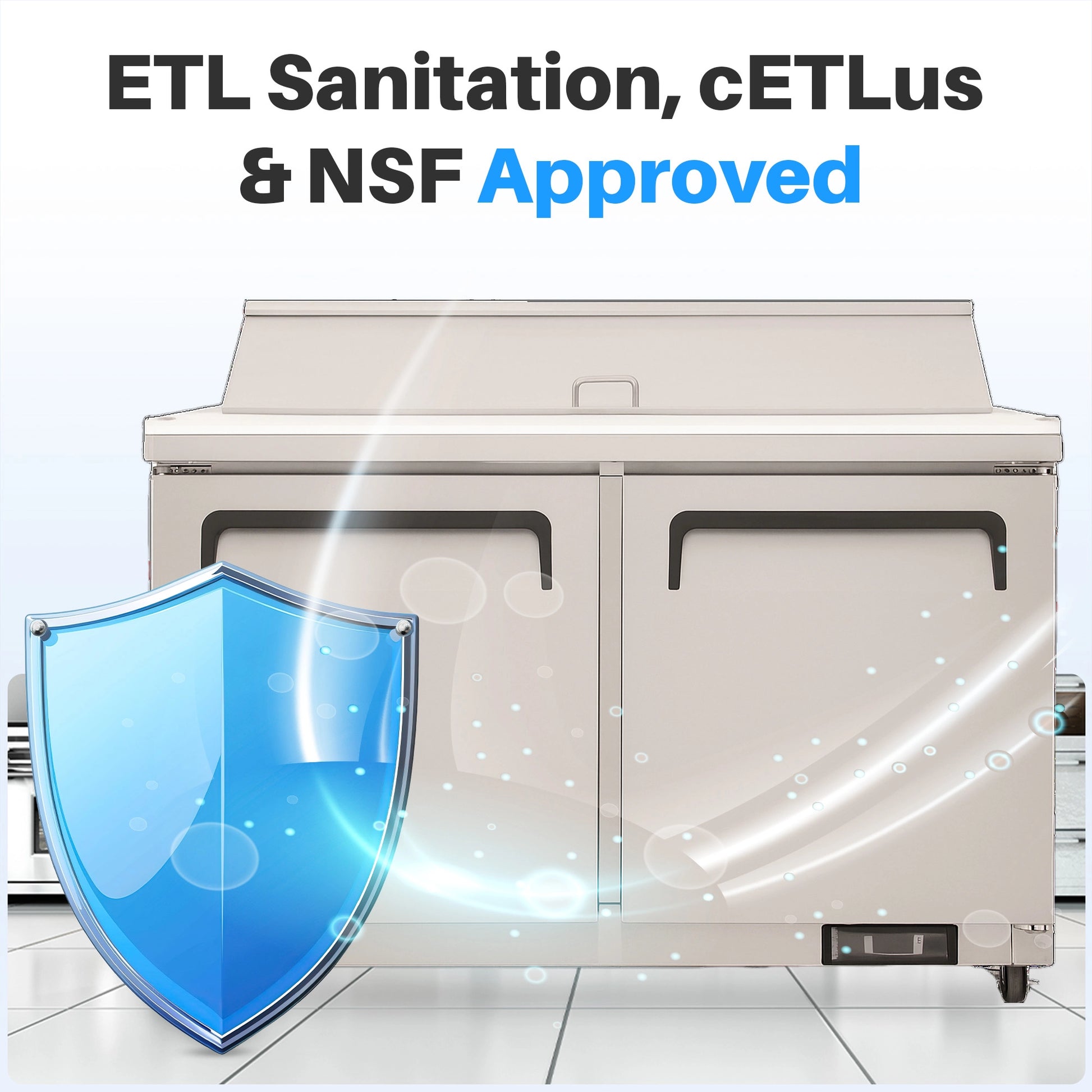 Medal Equipment 48" Sandwich / Salad Prep Table, 2 Doors, 12 Pans, Stainless Steel, 3 Year Warranty