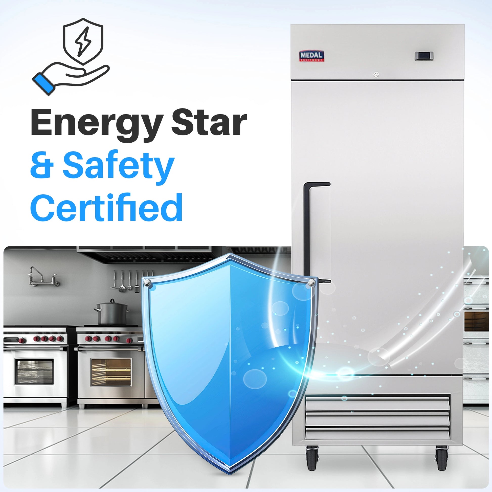 Medal Equipment 27" Reach-In Refrigerator, 1 Door, 23 cu.ft., Stainless Steel, 3 Year Warranty