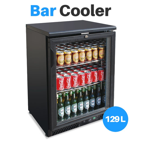 Medal bar cooler - 129l, 1 glass door, black, led lighting, eco-friendly, 5-year warranty