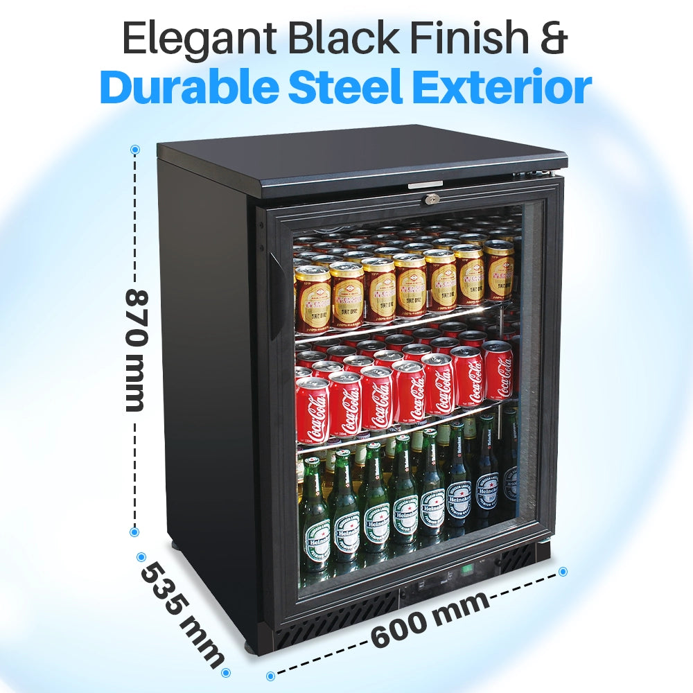 Medal bar cooler - 129l, 1 glass door, black, led lighting, eco-friendly, 5-year warranty