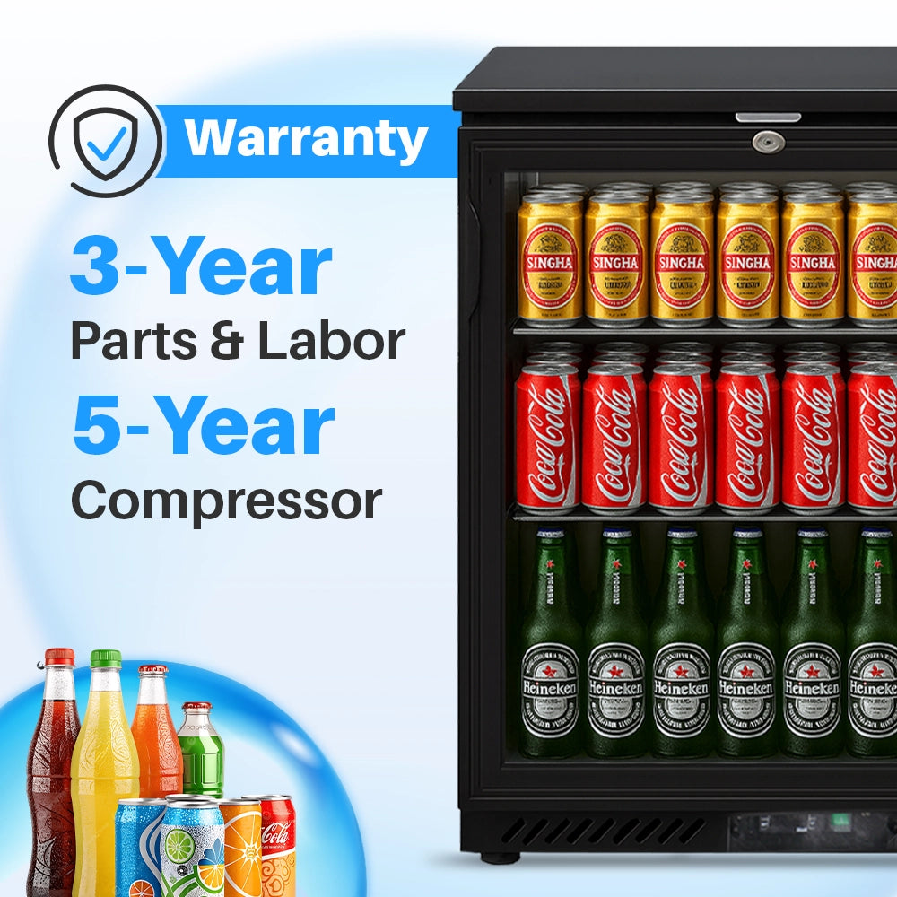 Medal bar cooler - 129l, 1 glass door, black, led lighting, eco-friendly, 5-year warranty