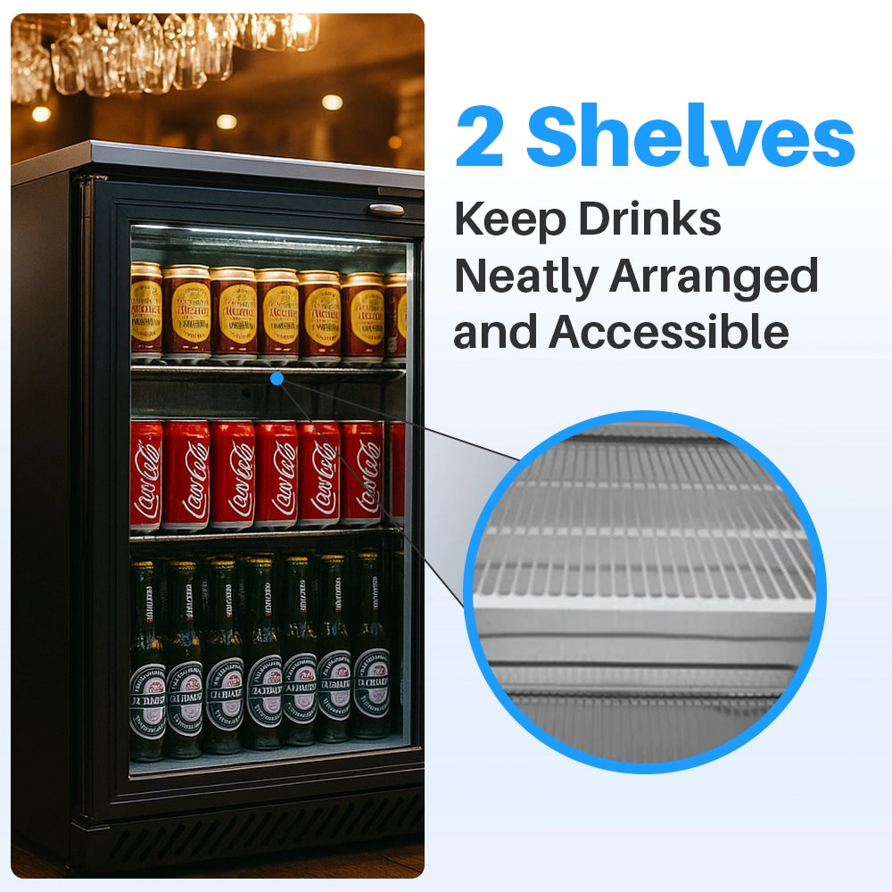 Medal bar cooler - 129l, 1 glass door, black, led lighting, eco-friendly, 5-year warranty