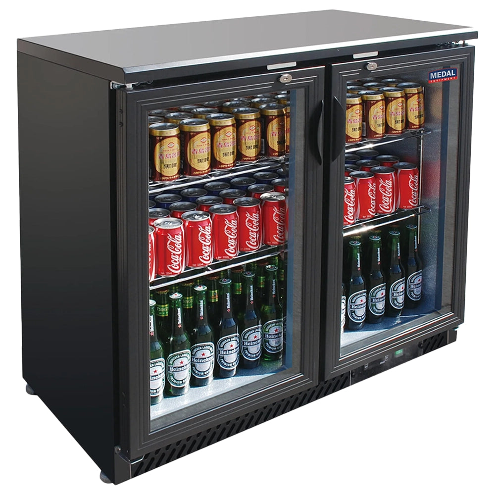 Medal bar cooler - 202l, 2 hinged glass door, black, led lighting, eco-friendly, 5-year warranty