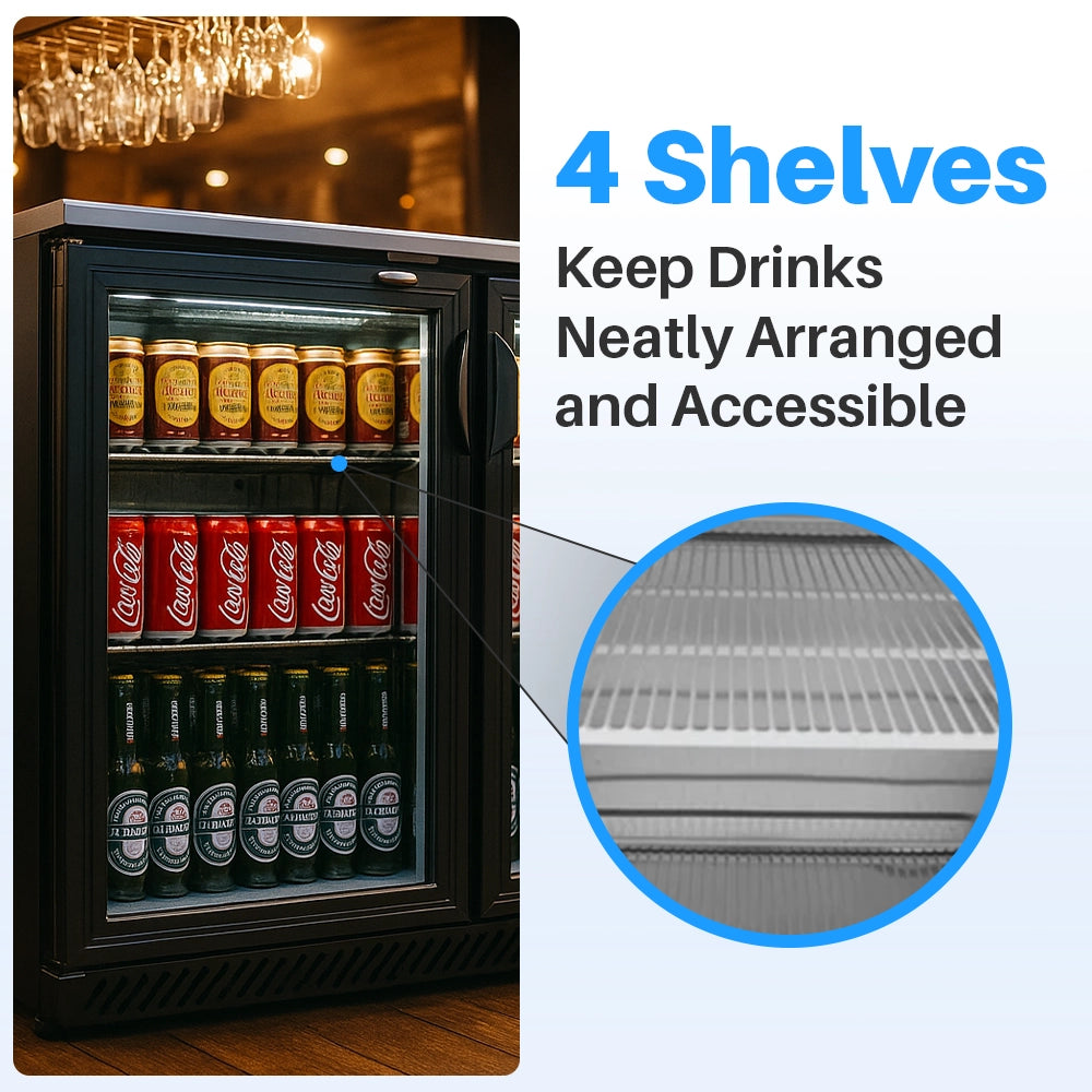 Medal bar cooler - 202l, 2 hinged glass door, black, led lighting, eco-friendly, 5-year warranty