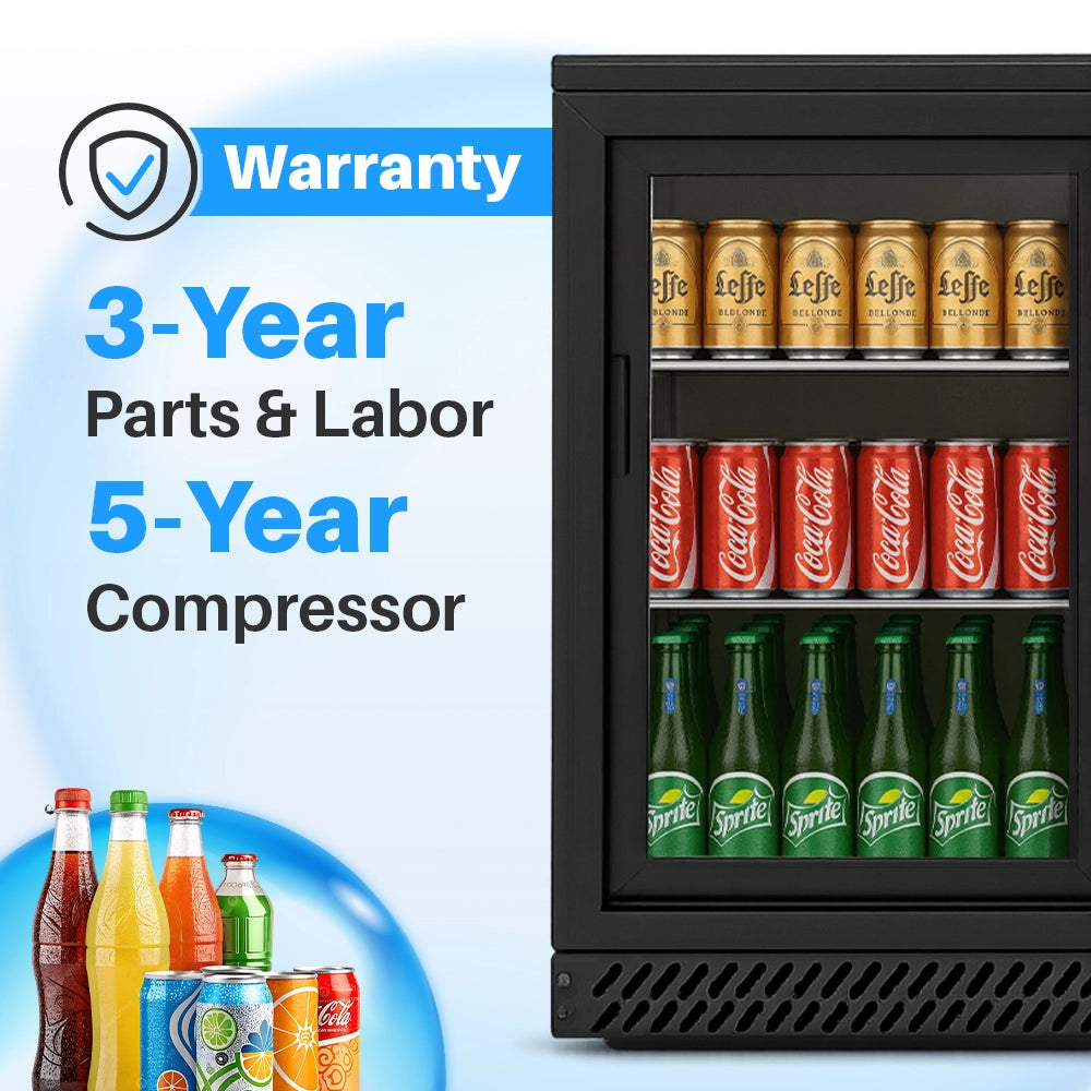Medal bar cooler - 202l, 2 sliding glass door, black, led lighting, eco-friendly, 5-year warranty
