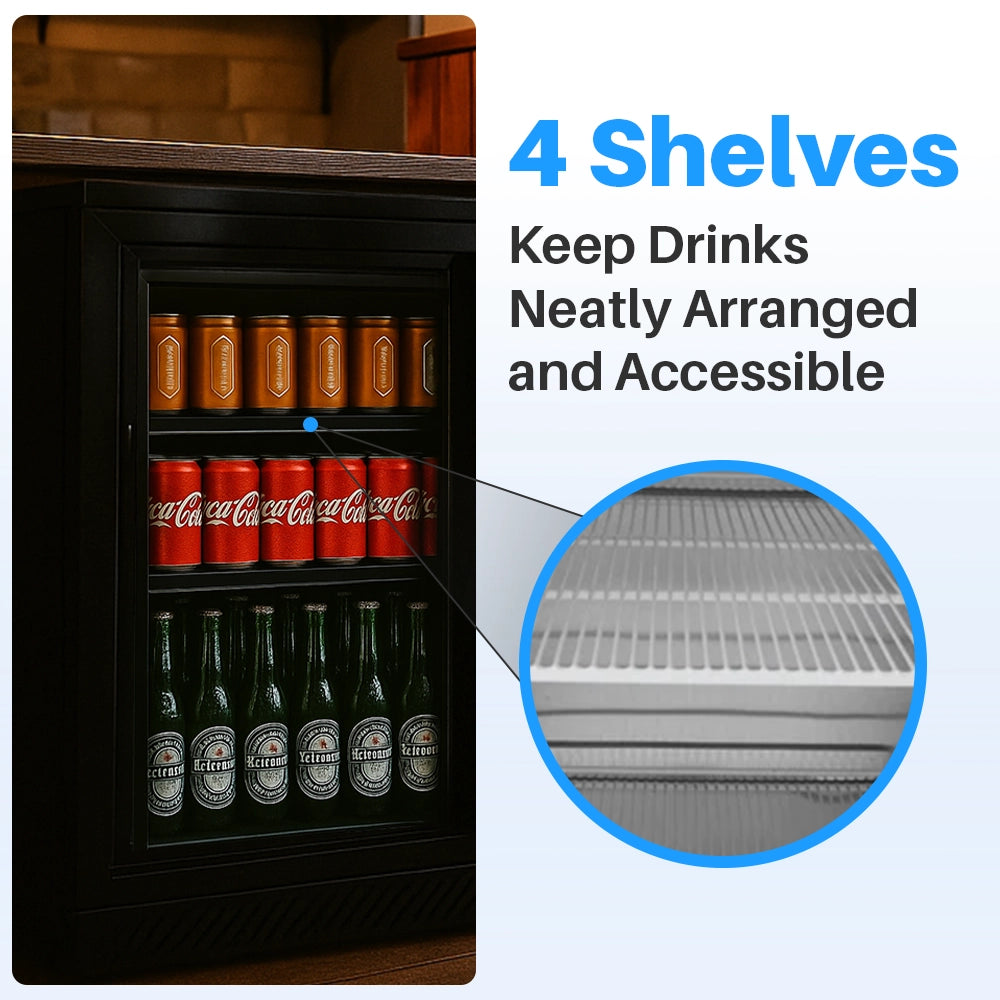 Medal bar cooler - 202l, 2 sliding glass door, black, led lighting, eco-friendly, 5-year warranty