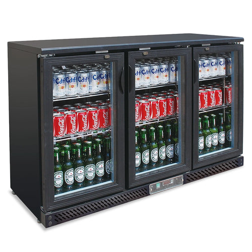 Medal bar cooler - 320l, 3 hinged glass door, black, led lighting, eco-friendly, 5-year warranty