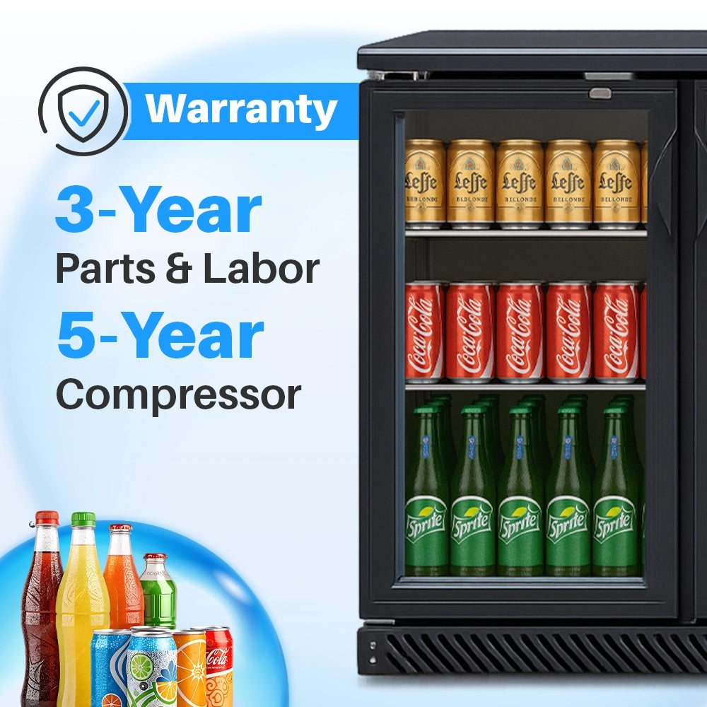 Medal bar cooler - 320l, 3 hinged glass door, black, led lighting, eco-friendly, 5-year warranty
