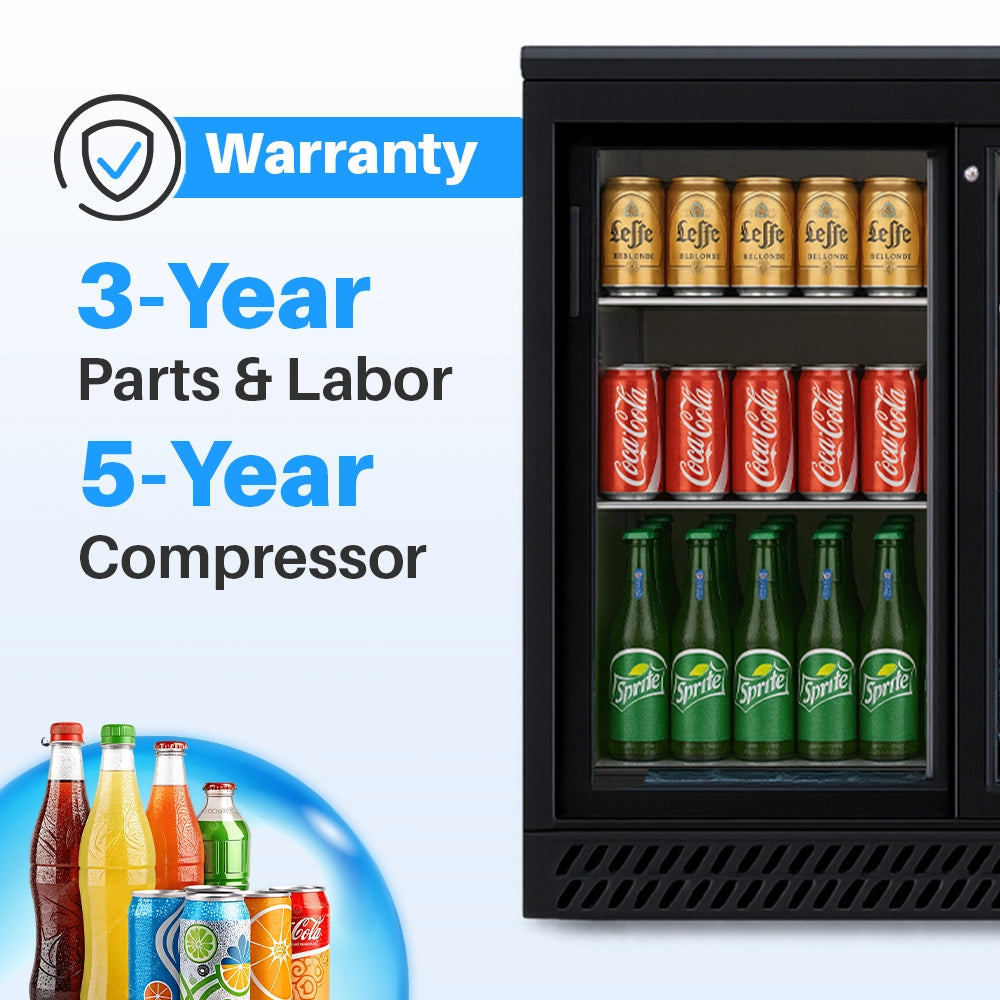 Medal bar cooler - 320l, 3 sliding glass door, black, led lighting, eco-friendly, 5-year warranty