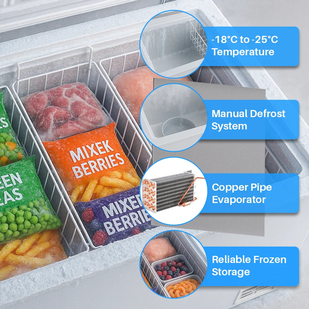 Medal chest freezer - 570l, solid lid, -20°c, 5-yr warranty