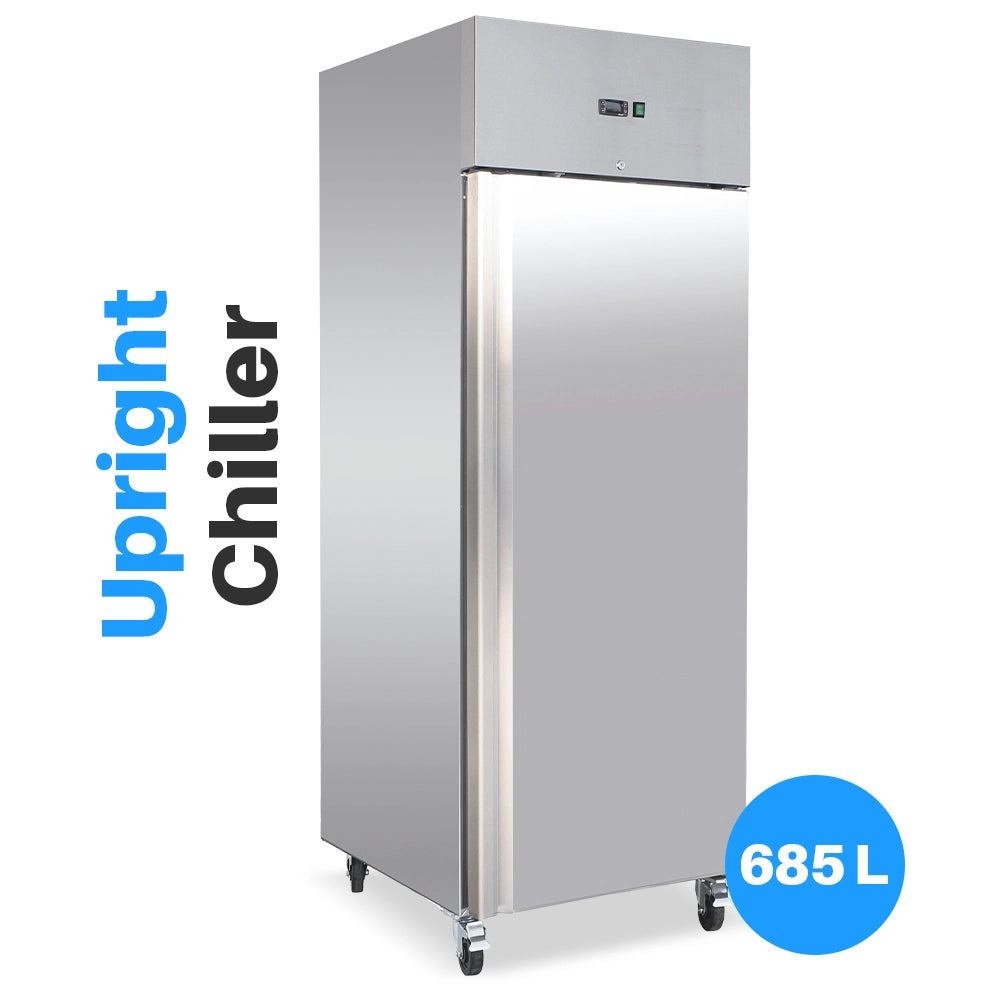 Medal upright chiller ss304 - 685l, single door, +2°c to +8°c, 5-yr warranty