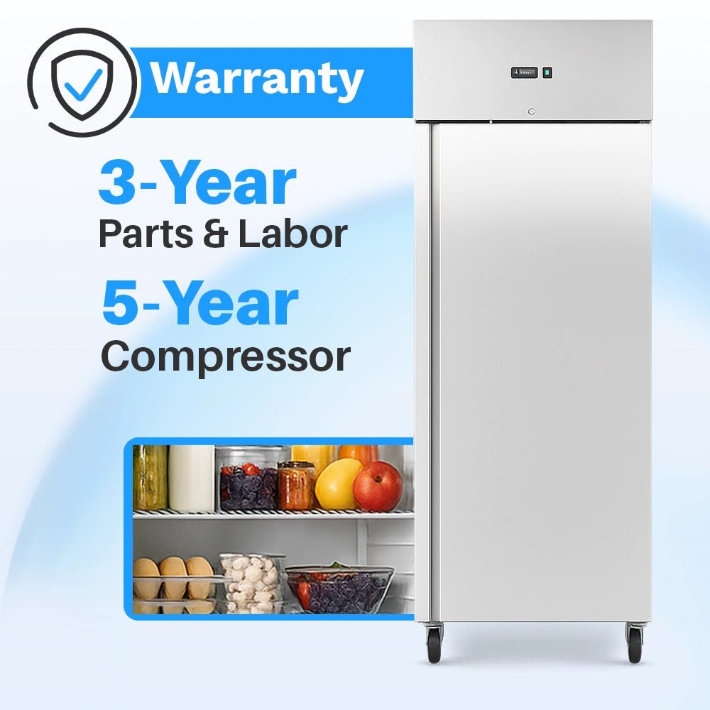 Medal upright chiller ss304 - 685l, single door, +2°c to +8°c, 5-yr warranty