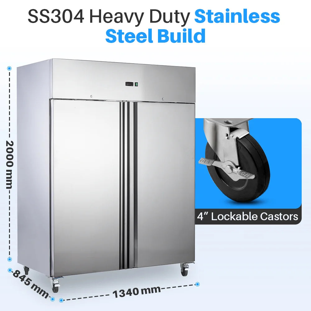 Medal upright chiller ss304 - 1173l, double door, +2°c to +8°c, 5-yr warranty