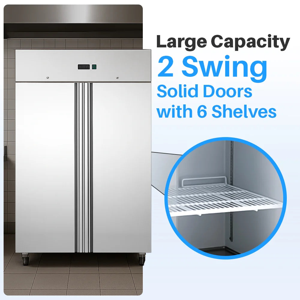 Medal upright chiller ss304 - 1173l, double door, +2°c to +8°c, 5-yr warranty