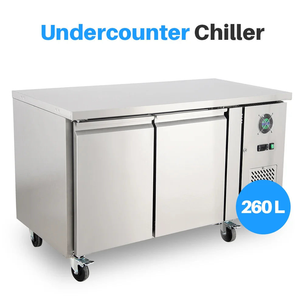 Medal under counter chiller ss304 - 260l, double door, +2°c to +8°c, 5-yr warranty