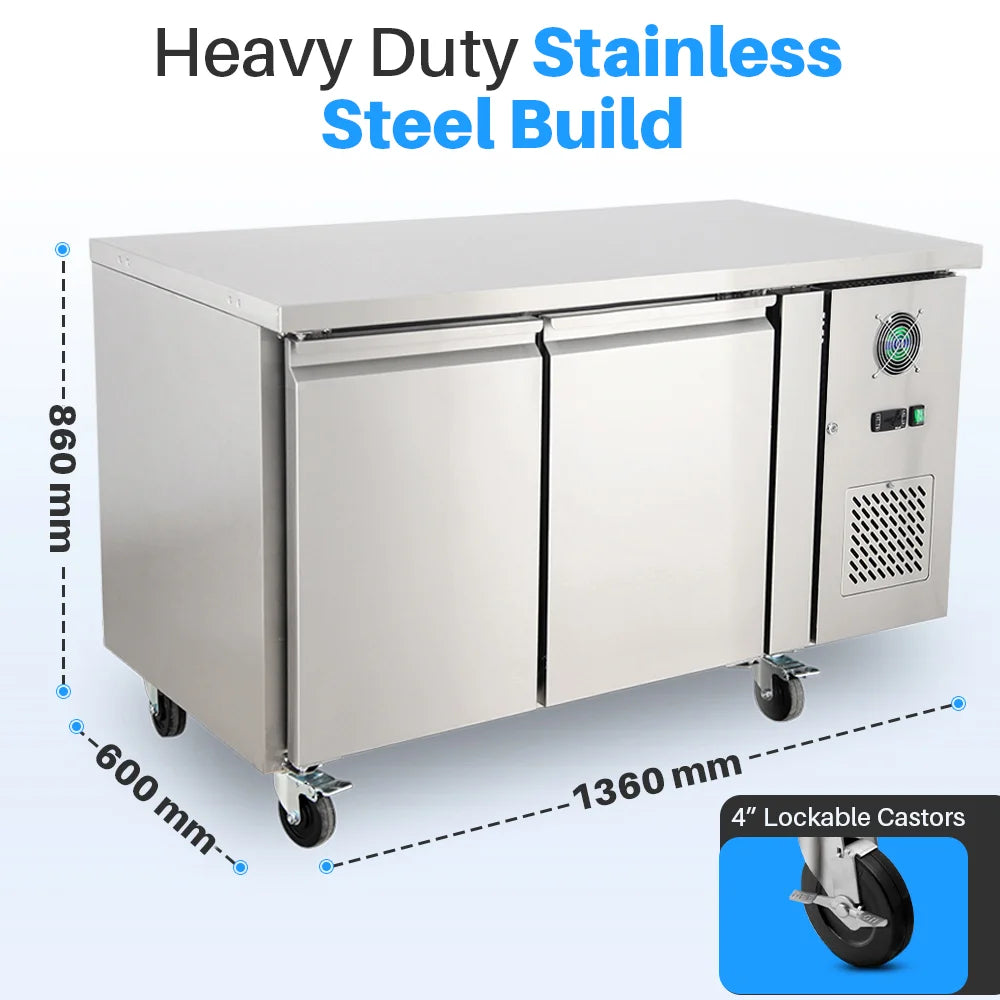 Medal under counter chiller ss304 - 260l, double door, +2°c to +8°c, 5-yr warranty