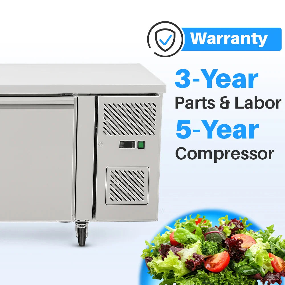 Medal under counter freezer ss304 - 260l, double door, -18°c, 5-yr warranty