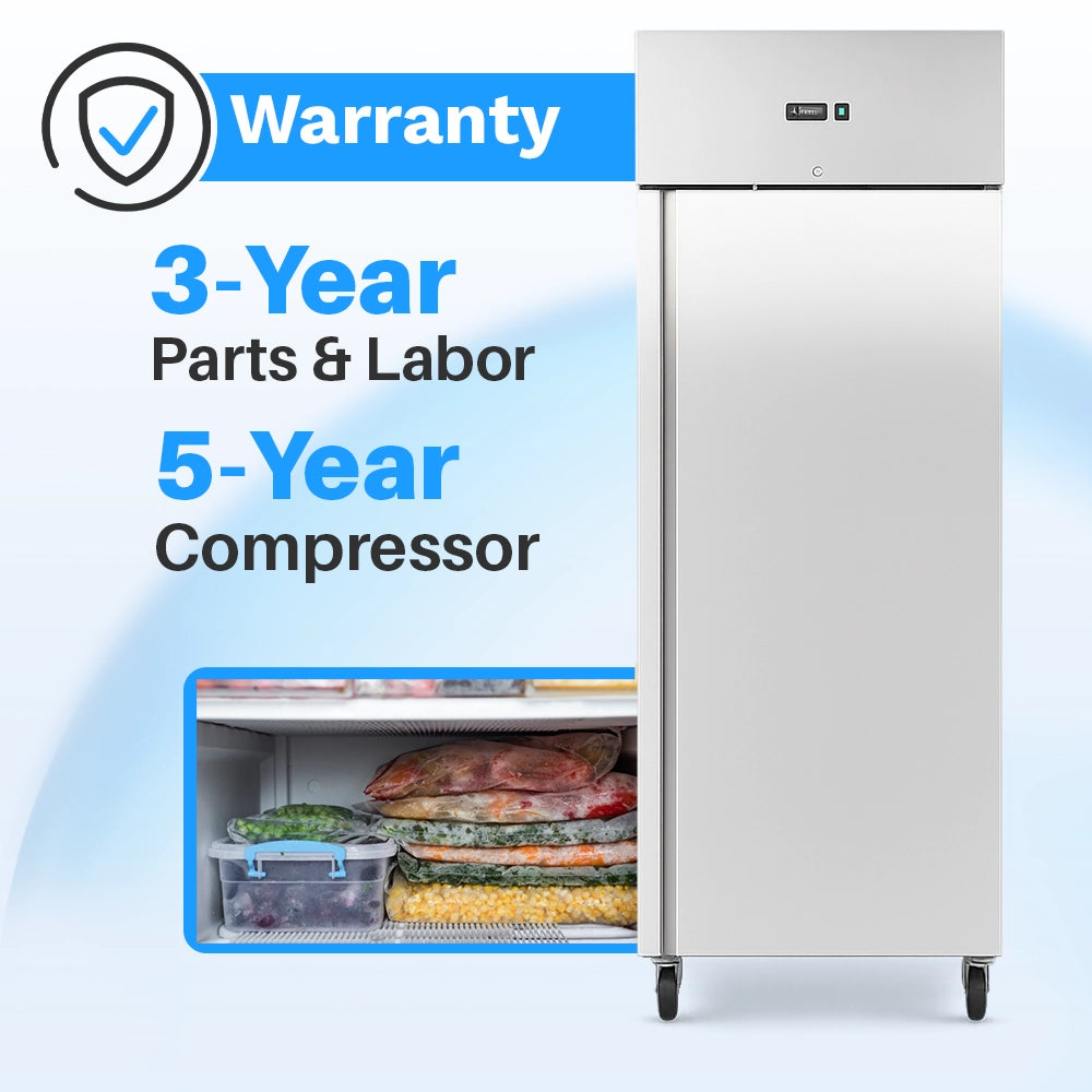 Medal upright freezer ss304 - 685l, single door, -18°c, 5-yr warranty