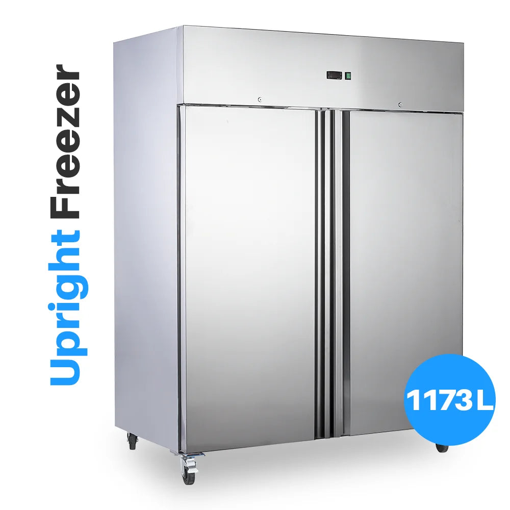 Medal upright freezer ss304 - 1173l, double door, -20°c, 5-yr warranty
