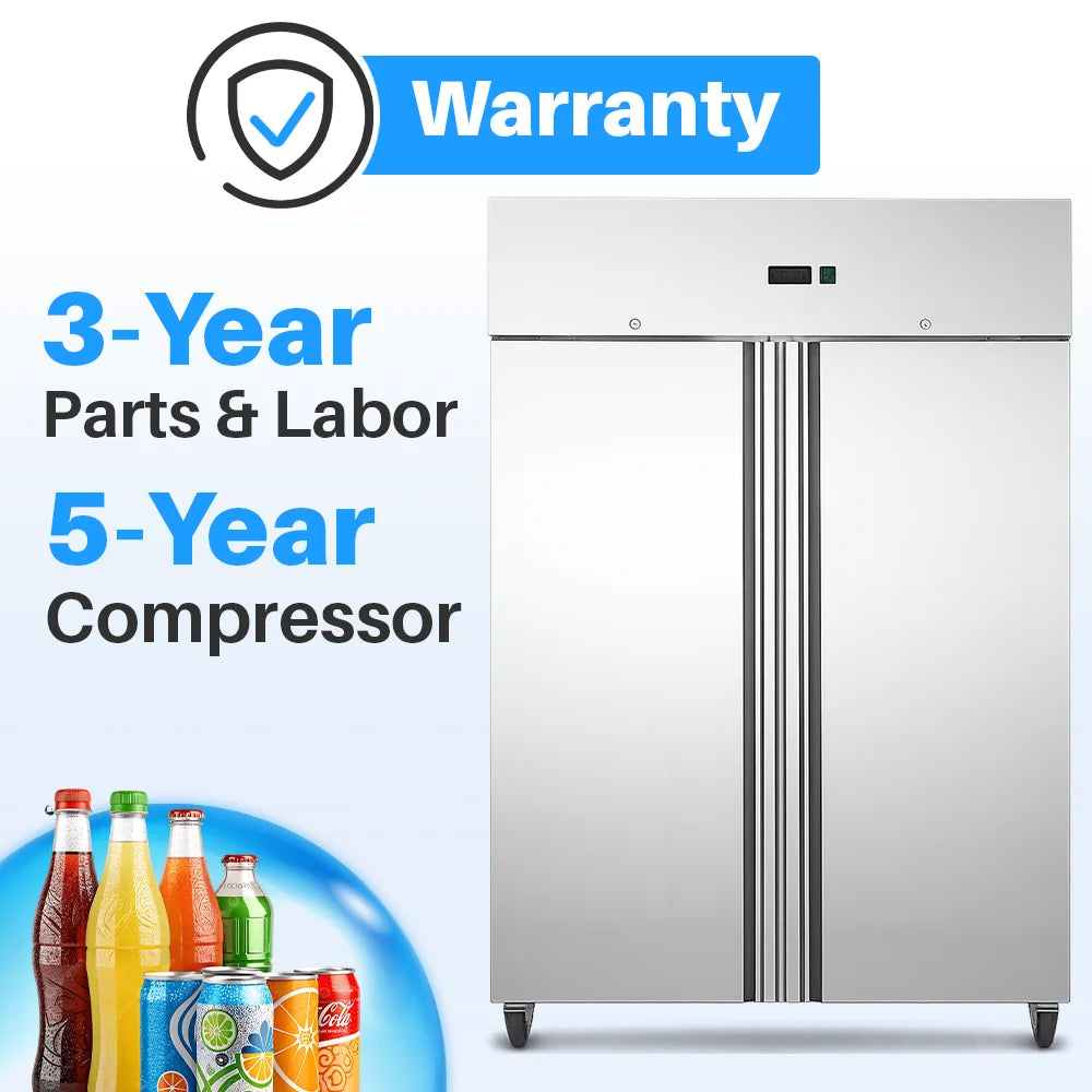 Medal upright freezer ss304 - 1173l, double door, -20°c, 5-yr warranty