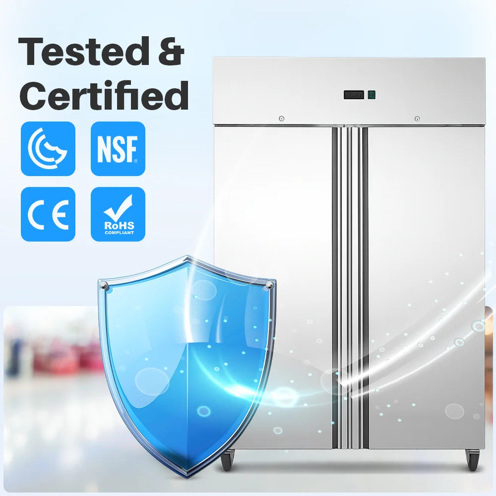 Medal upright freezer ss304 - 1173l, double door, -20°c, 5-yr warranty