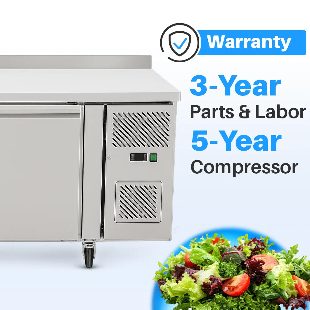 Medal worktop chiller ss304 - 465l, 3-door with backsplash, +2°c to +8°c, 5-yr warranty