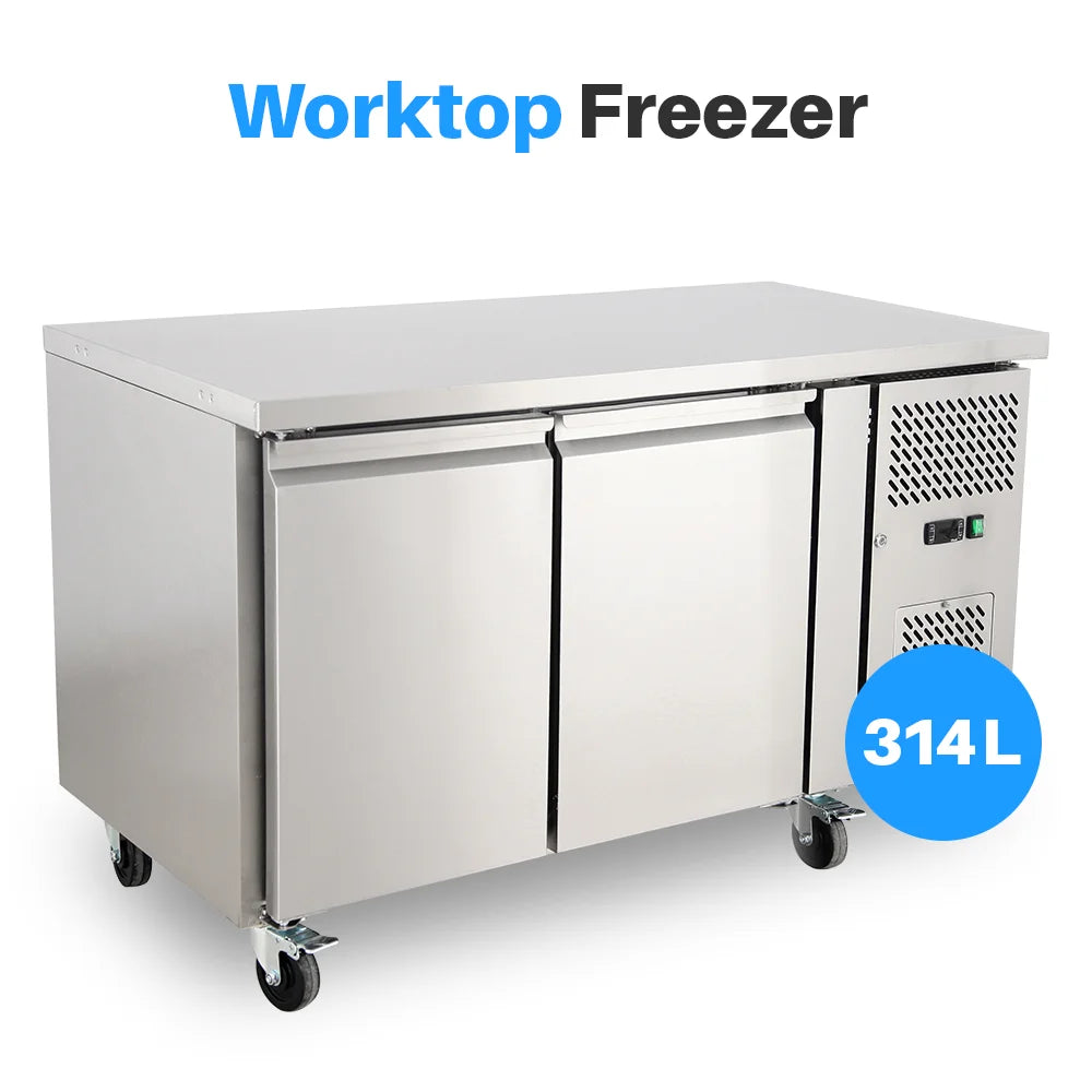 Medal worktop freezer ss304 - 314l, 2-door, -18°c, 5-yr warranty