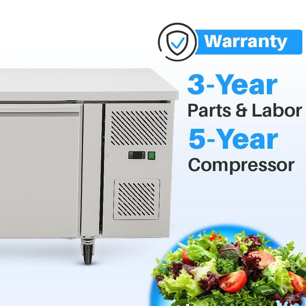 Medal worktop freezer ss304 - 314l, 2-door, -18°c, 5-yr warranty